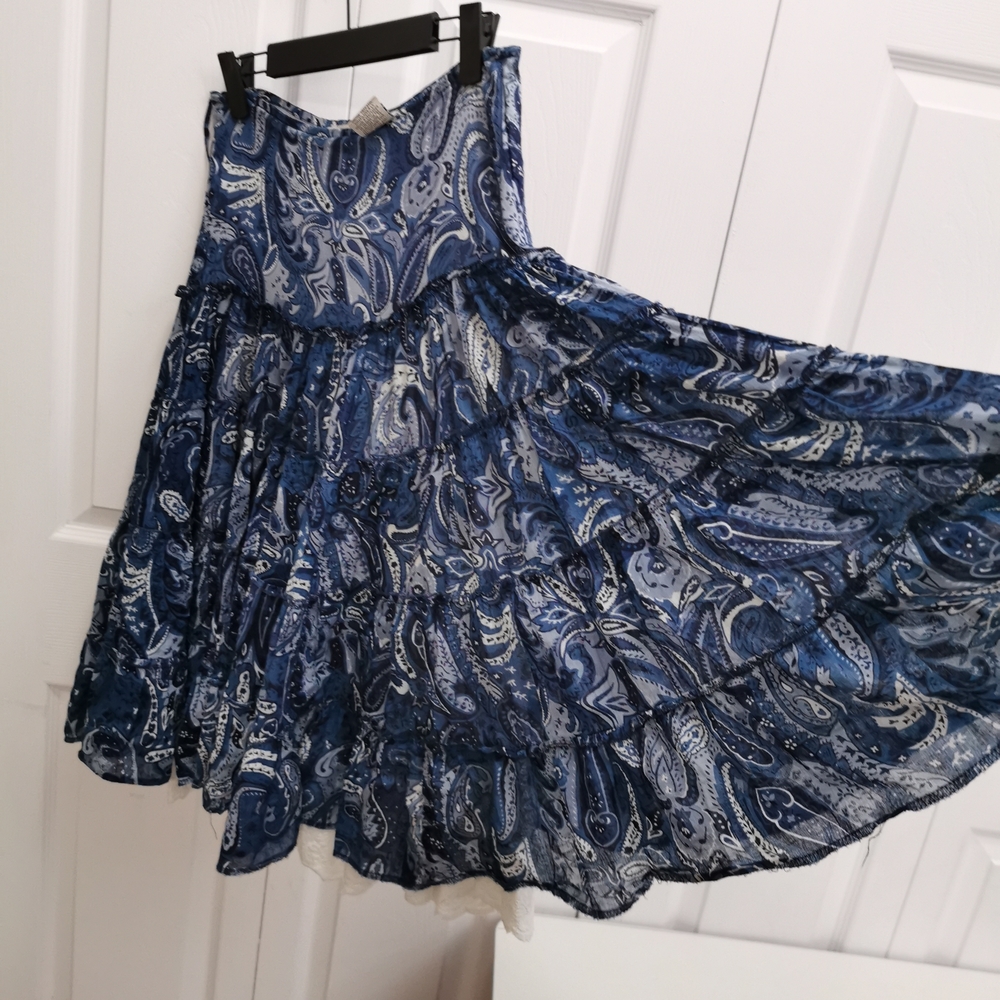 Jessica Blue and White Tiered Bubble Skirt - Picture 4 of 8